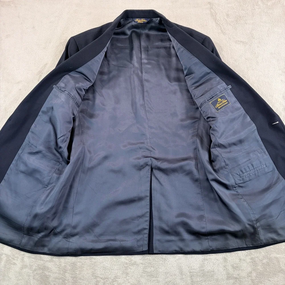 Vintage Brooks Brothers Brooksease Navy Hopsack Gold Button Blazer 41L Made USA